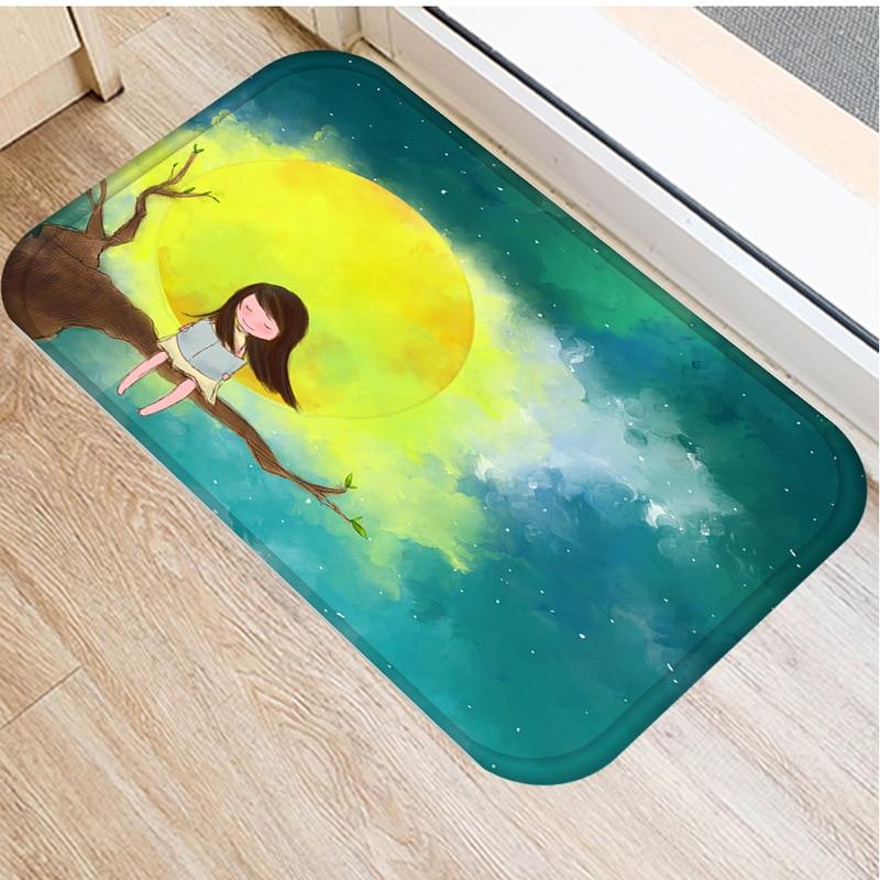 Buy 1PC 40x60cm Moon Girl Entrance Doormat Rug Hot Air Balloon Bedroom