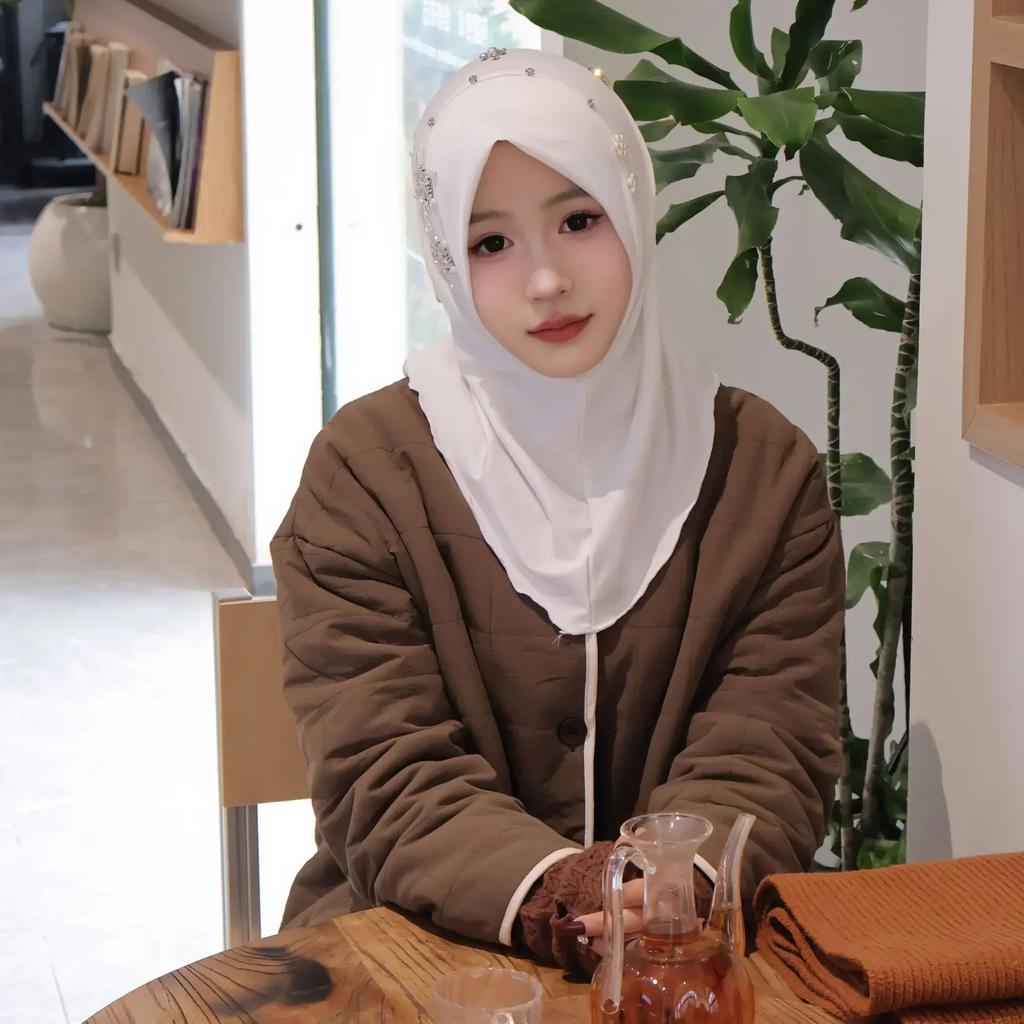 Ramadan Hijab Instant Femei Eșarfă Musulmană Lanț Eșarfă de Cap Înfășurări Elastic Acoperire Cap Gât Șaluri Amira Hijaburi Islamice pentru Rugăciune Turban