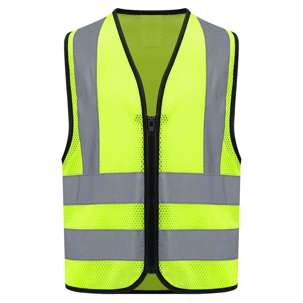 Unisex Barnesikkerhetsvest Ermeløs Glidelåsdesign Høy Synlighet Reflekterende Vest Frivillig Aktiviteter