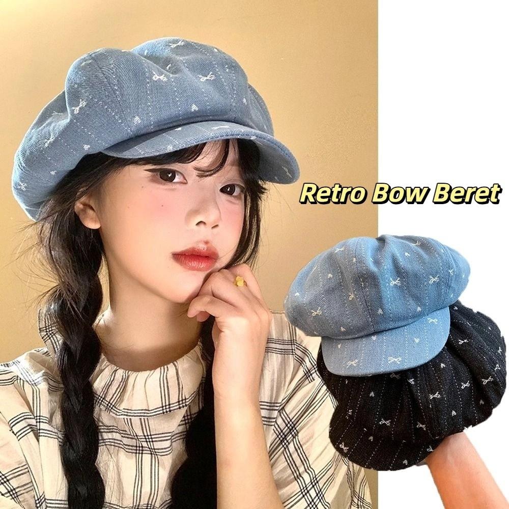 Japanese Octagonal Cap Cloud Newsboy Cap Fashion Retro Bow Beret  Streetwear