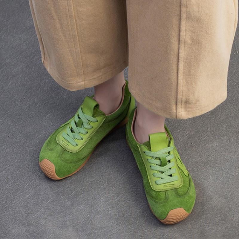 Johnature Genuine Leather Sneakers Casual Sports Shoes Soft Soled Comfortable Retro Women's Flat Shoes