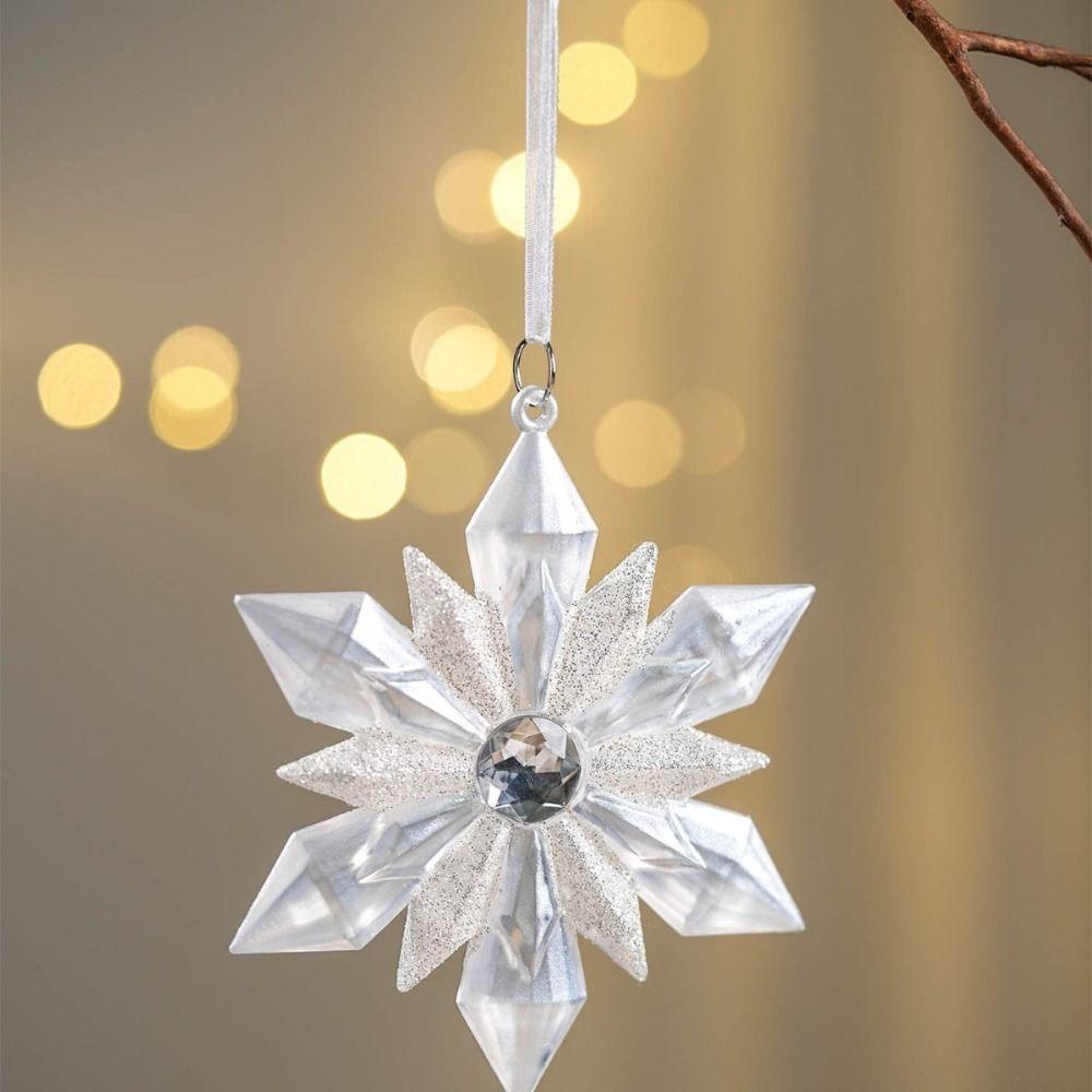 Plastic Christmas Crystal Pendants Snowflake DIY Christmas Tree Ornaments Indoor Outdoor Wall Pendant Crystal Hanging Xmas Tree