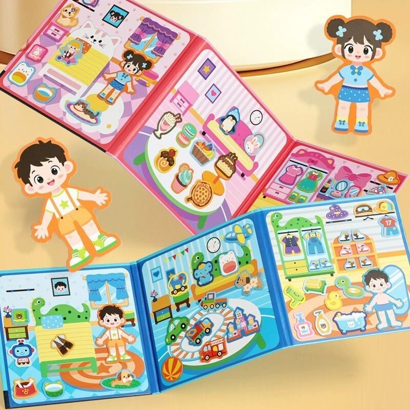 Magnetic Quiet Book My First Busy Book Paste Matching Game DIY Repeatable Magnet Stickers Montessori Toys for Children Gifts
