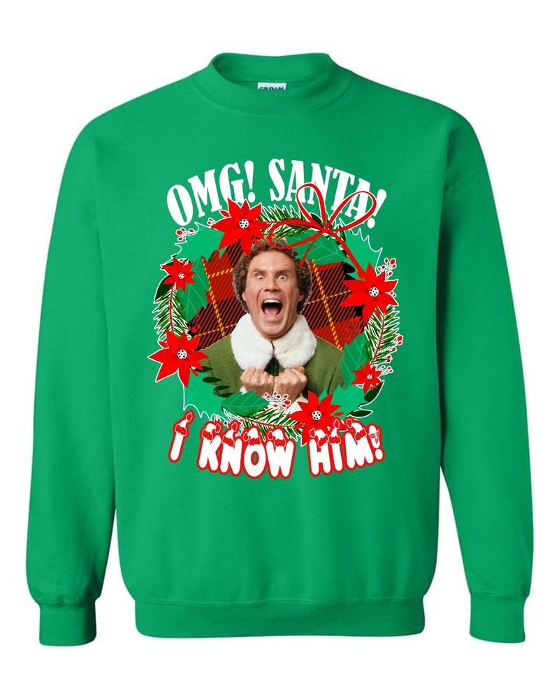 Ugly Christmas Sweater, Omg Santa I Know Him Ugly Sweater, Unisex Ugly Sweater Unisex T-Shirt XXXXL