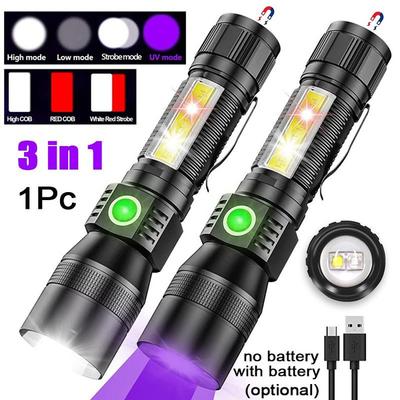 UV-Taschenlampe, ultraviolettes Licht, multifunktionale wiederaufladbare Taschenlampe, zoombare magnetische LED-Taschenlampe, Fleckenerkennung, Schwarzlicht