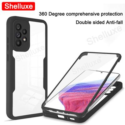 360 Heltäckande Framsida+Baksida Genomskinligt Skal Shelluxe För Samsung Galaxy A72 A52 A52S A32 A22 A73 A53 A33 A13 Silikon Dubbelsidigt Skydd