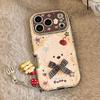 Gilded Bowknot Puppy Apple 17 Pro Max Phone Case for iPhone 16, suitable for 15 with hanging chain, 14 with leather texture, 12 set