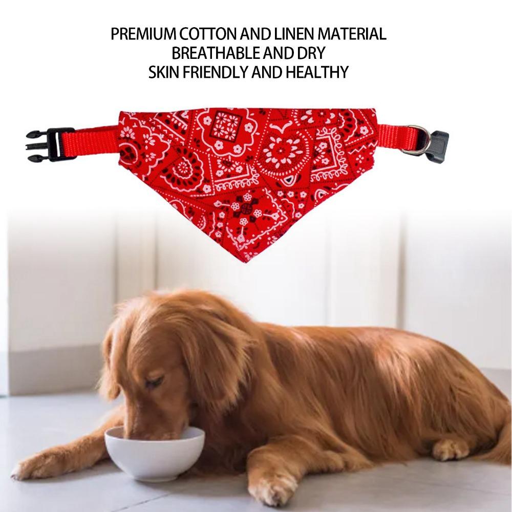 Adjustable Dog Bandana Retro Print Dog Neck Scarf Pet Triangle Scarf Home Daily Use