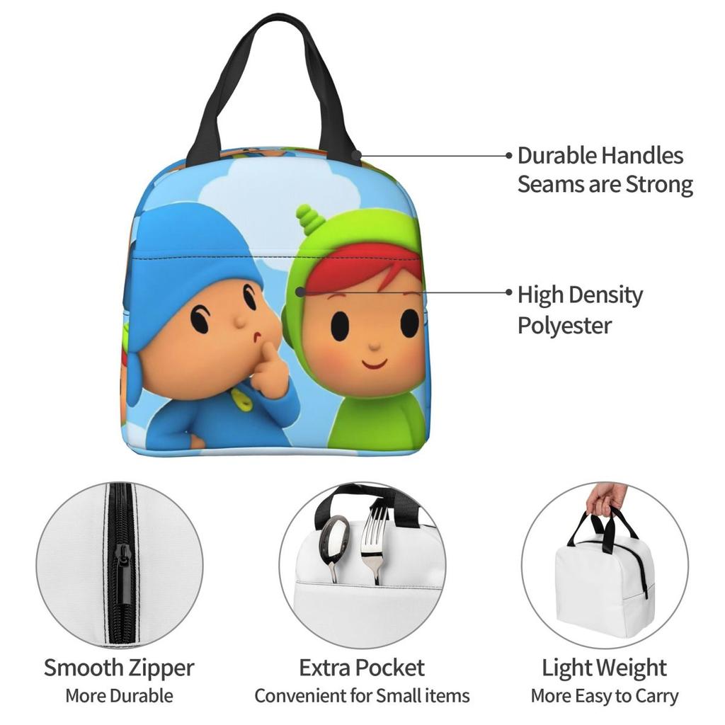 Pocoyoes Cartoon Comdy Accessories Insulated Lunch Bag For School Storage Food Boxes Portable Cooler Thermal Bento Box