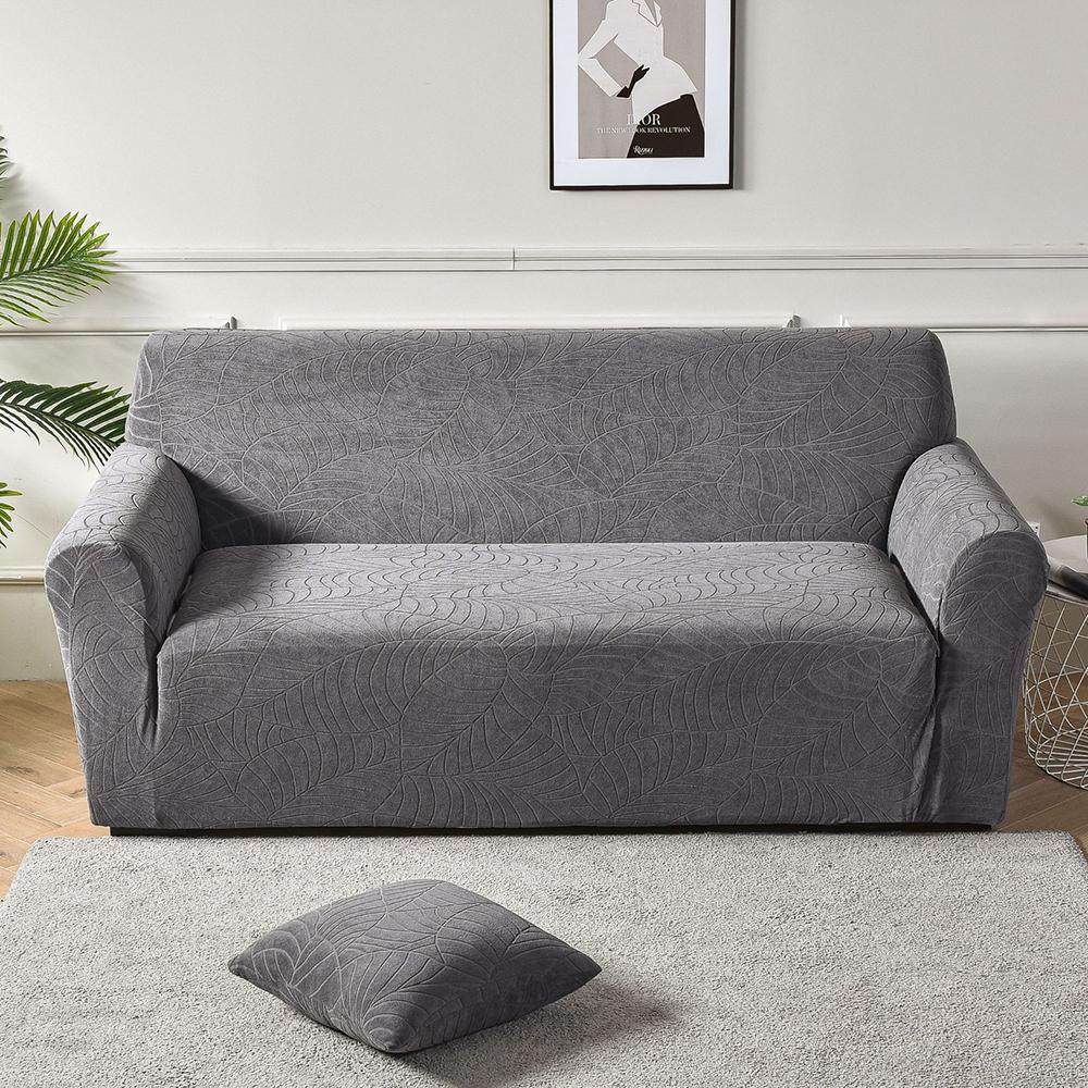1pc Waterproof Jacquard Sofa Slipcover Elastic Non-slip Large Leaf Sofa Cover for Bedroom Office Living Room Home Decor