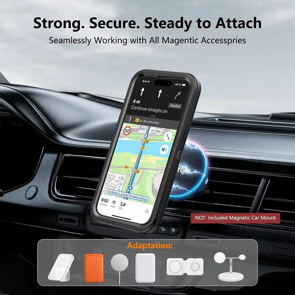 Heavy-duty Rugged Ring Holder Phone Case For iPhone 16 11 12 13 14 15 Pro Max Slide Camera Protection For Magsafe Magnetic Cover