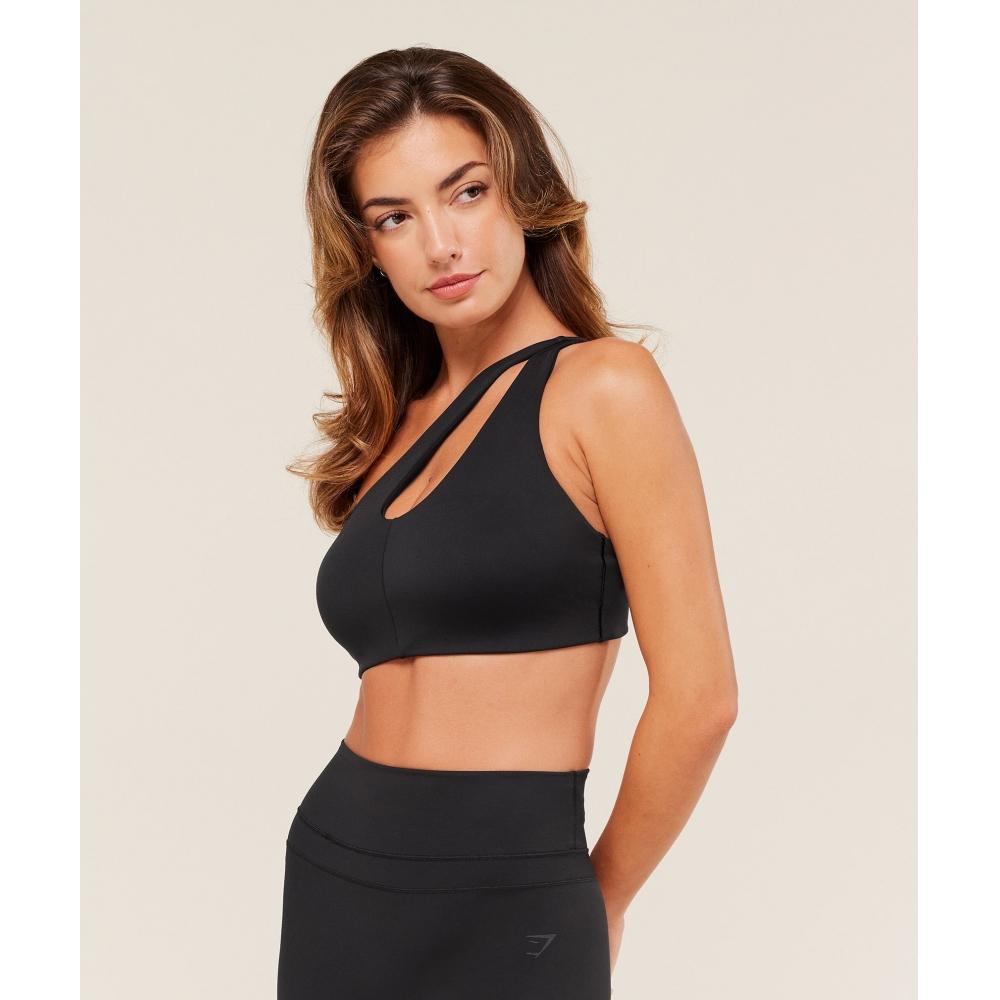 Gymshark One Shoulder Sports Bra Black B4b6i Bb2j