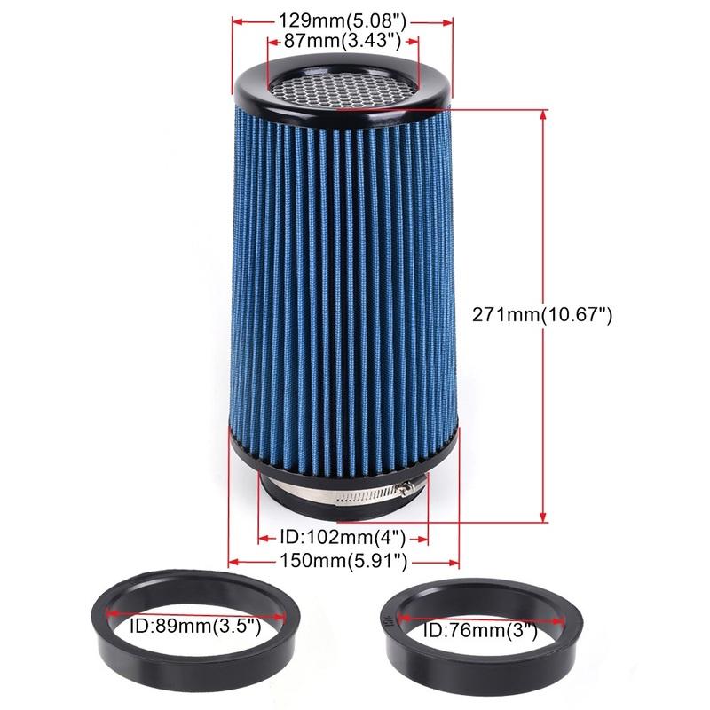 RASTP-Universal 3" 3.5" 4" Car High Flow Cold Air Intake Air Filter Conical Washable Air Filters For Race Car 10.6" Tall OFI141