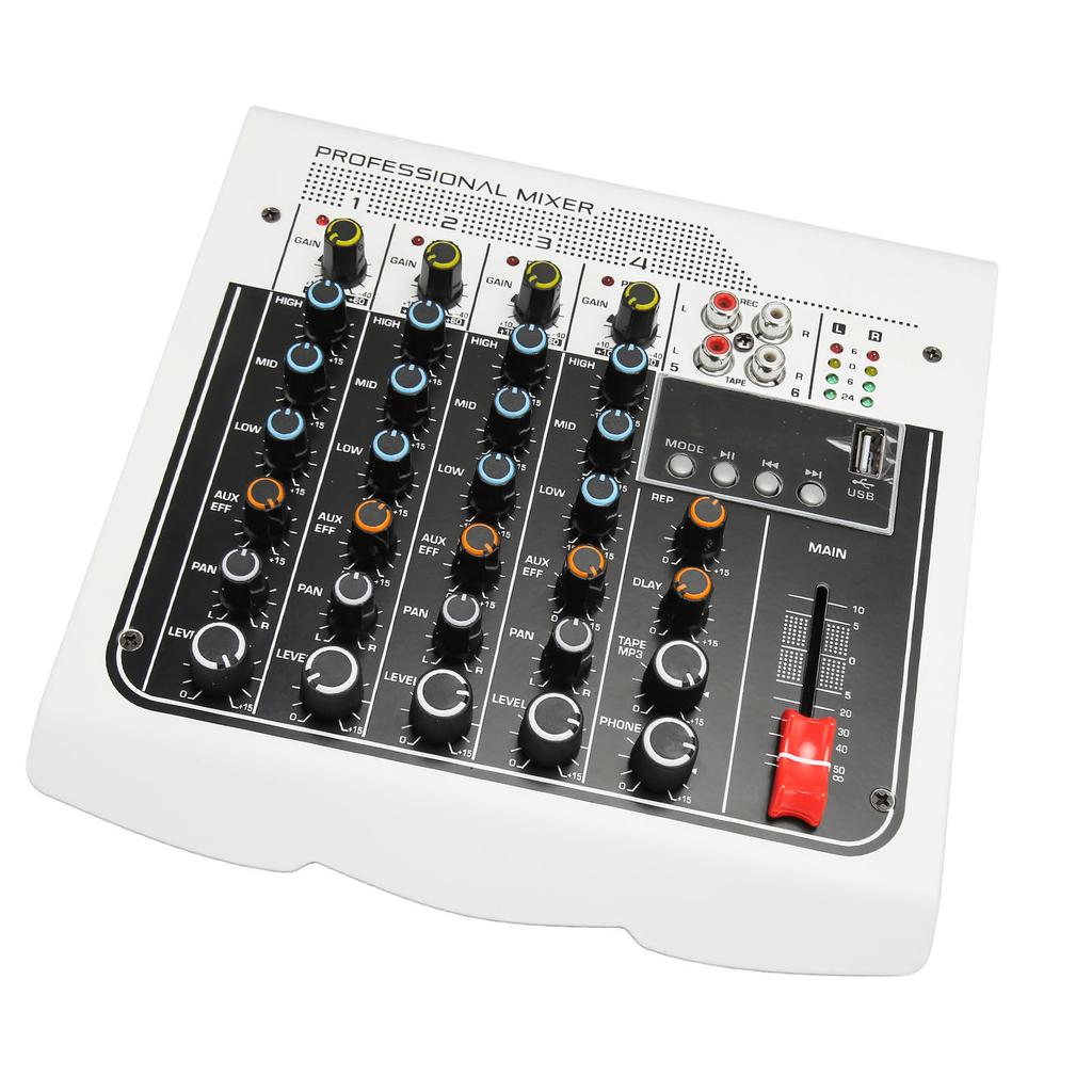 Professional Mixer Sound Board 4 Channel USB Built in DPS Processor Sound Mixer with Digital Display