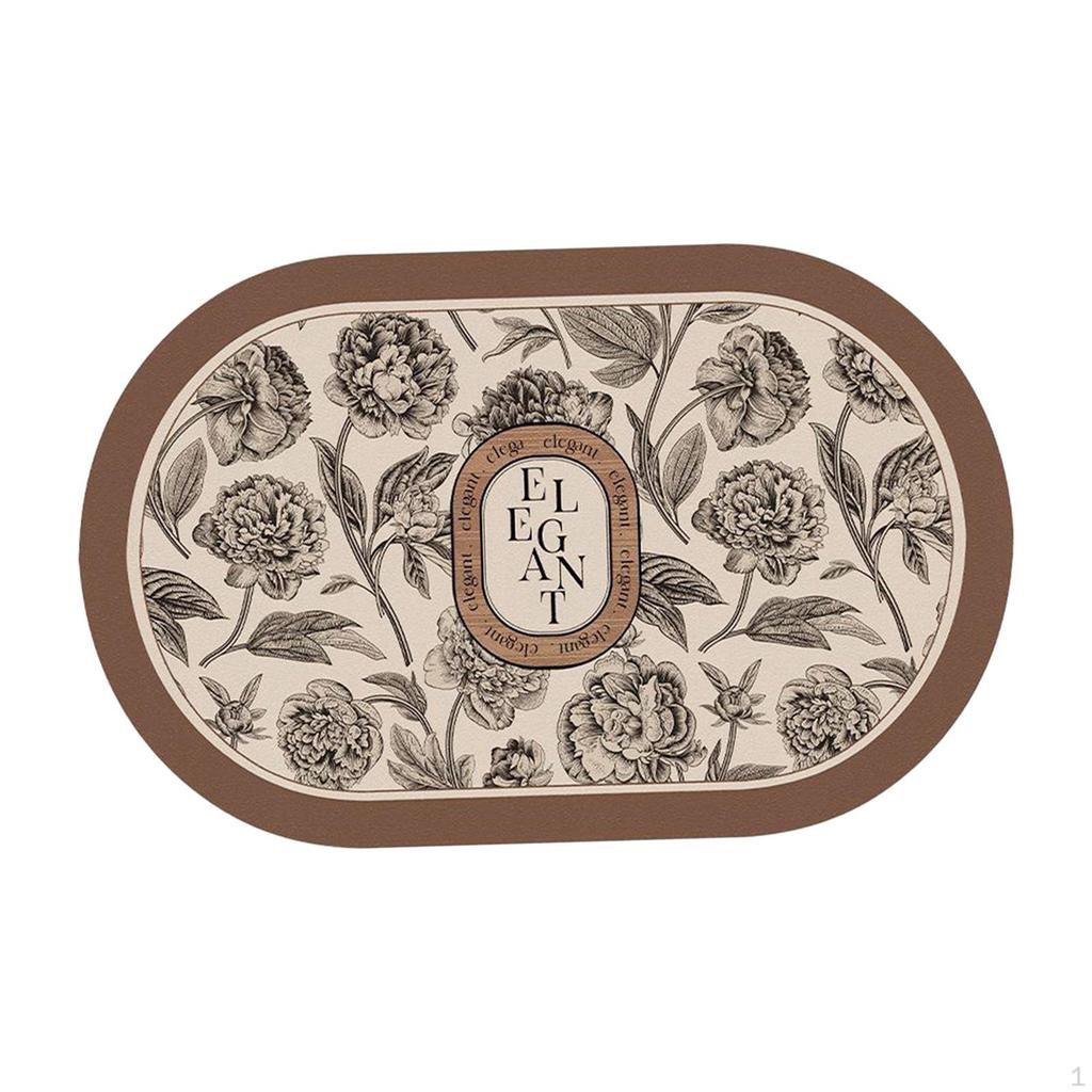 Bath Mat Rubber, Anti Slip Vintage Washable Area Rug, Decorative Carpet, Bathroom Rug for