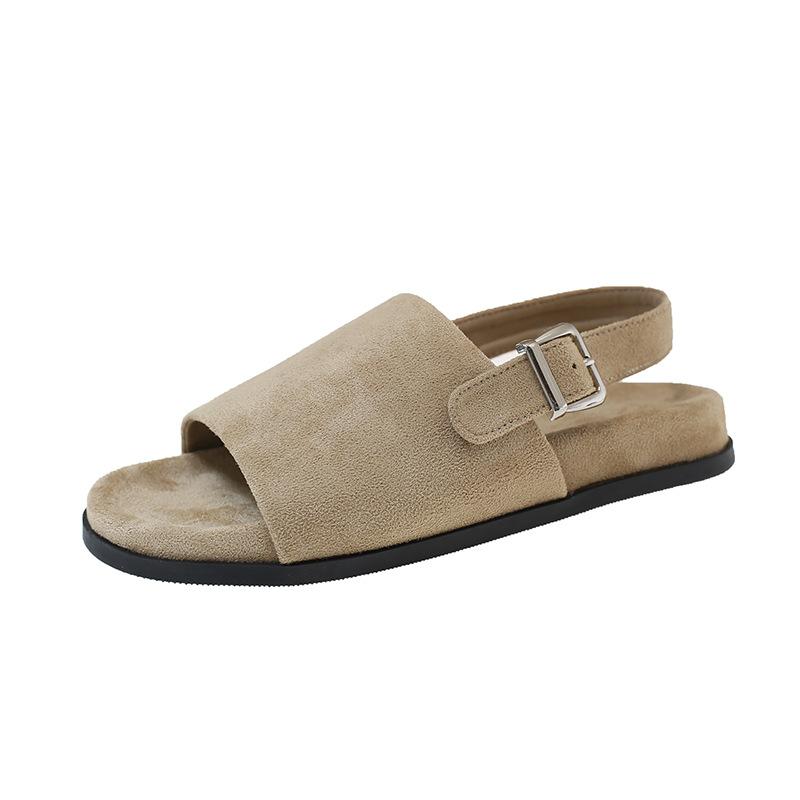 Retro sheepskin Roman thick-bottomed cool slippers women's summer new comfortable, lightweight and versatile summer outer slippers