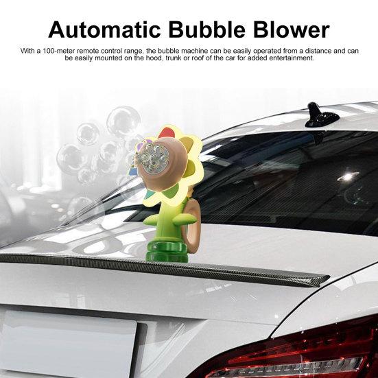 Sunflower Bubble Machine for Car Automatic Bubble Blower with Remote Control Fun Swing Dance Bubble Maker with Colorful Lighting for Parties Events