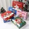 6 Pcs Paper Christmas Gift Boxes with Lids, Cartoon Santa Penguin Ribbon and Tissue Patterns, Holiday Home Decoration