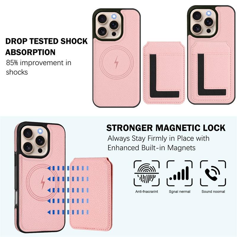 For Iphone 11 12 13 14 Pro Max 7 8 Plus SE 2 3 2022 Case Protective Cover Card Holder Stand Coin Magnetic Wallet Supports Wireless Charging