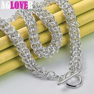 925 Sterling Silver Many Circles Chain Necklace Jewelry