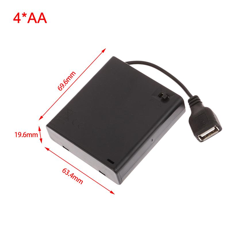 

DC 4.5V портативный мини-держатель для батареек Aa, чехол для хранения, блок питания USB, батарейный блок для 5-х и 7-х батареек 63.4*19.6*69.6MM