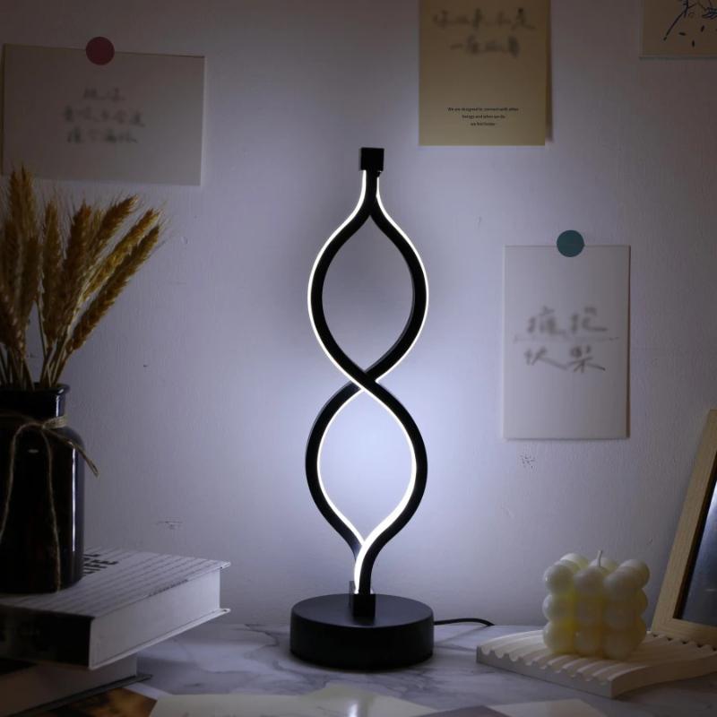 1Pc Creative Figure-eight Desk Lamp USB Three-tone Light Bedroom Desk Lamp