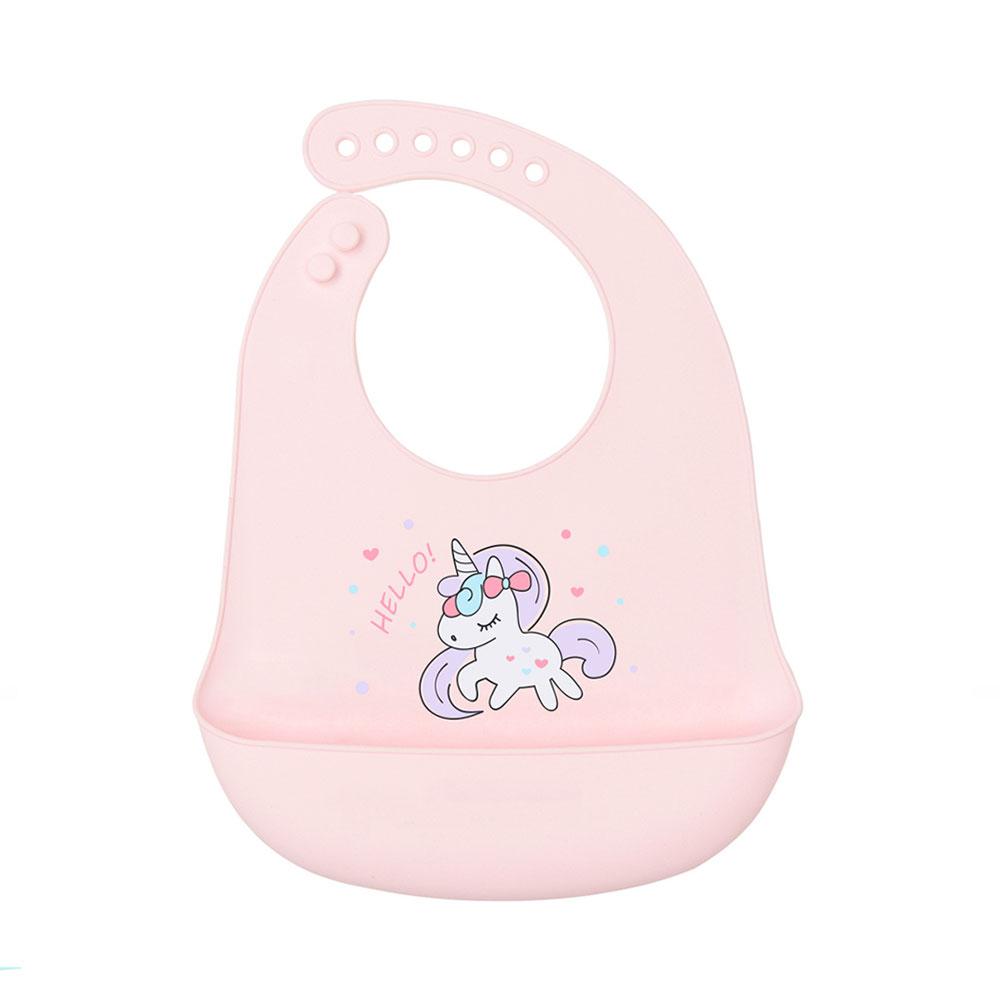 Silicone World 1PC Waterproof Bibs Baby Kids Stuff Cute Cartoon Printed Kids Bib Adjustable Soft Silicone Bib Baby Feeding Stuff