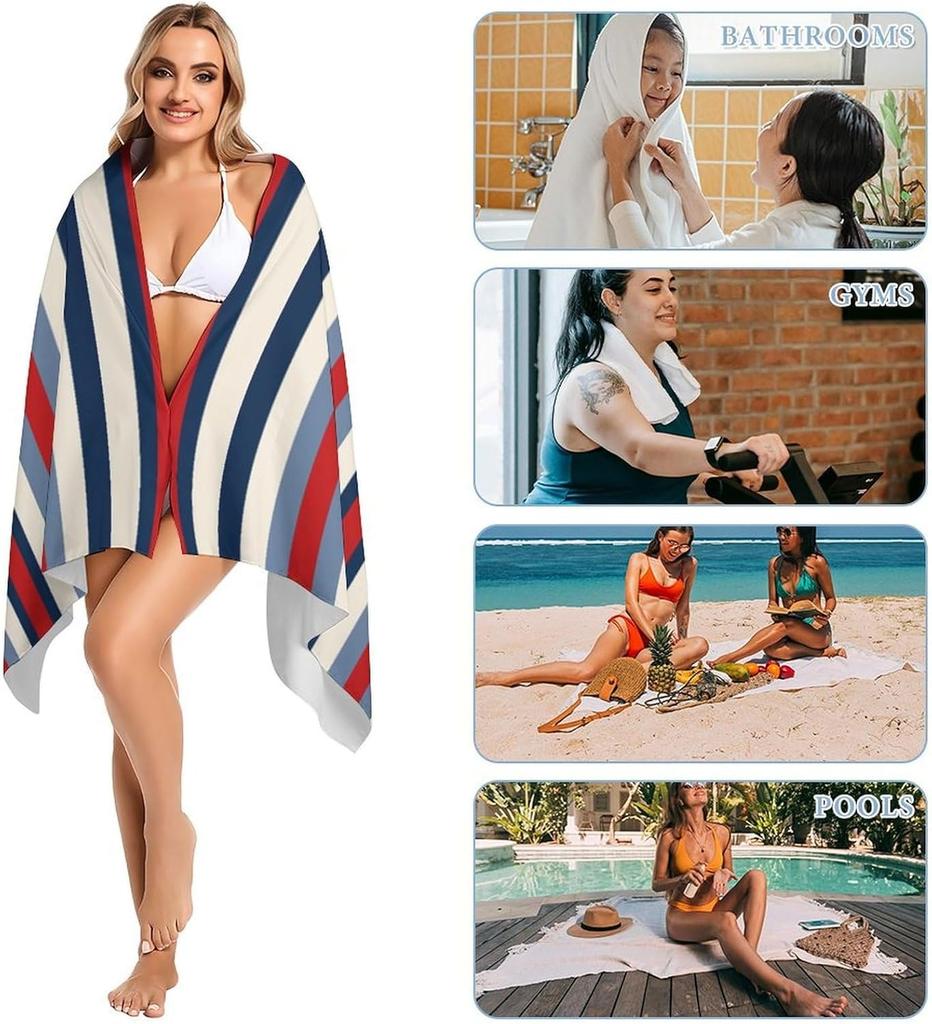 1PC Beach Towel Stripe Pattern for Family Friends Gifts Towel Quick-Dry Beach Towel For Yoga Tourism Beach GYM Camping Swimming