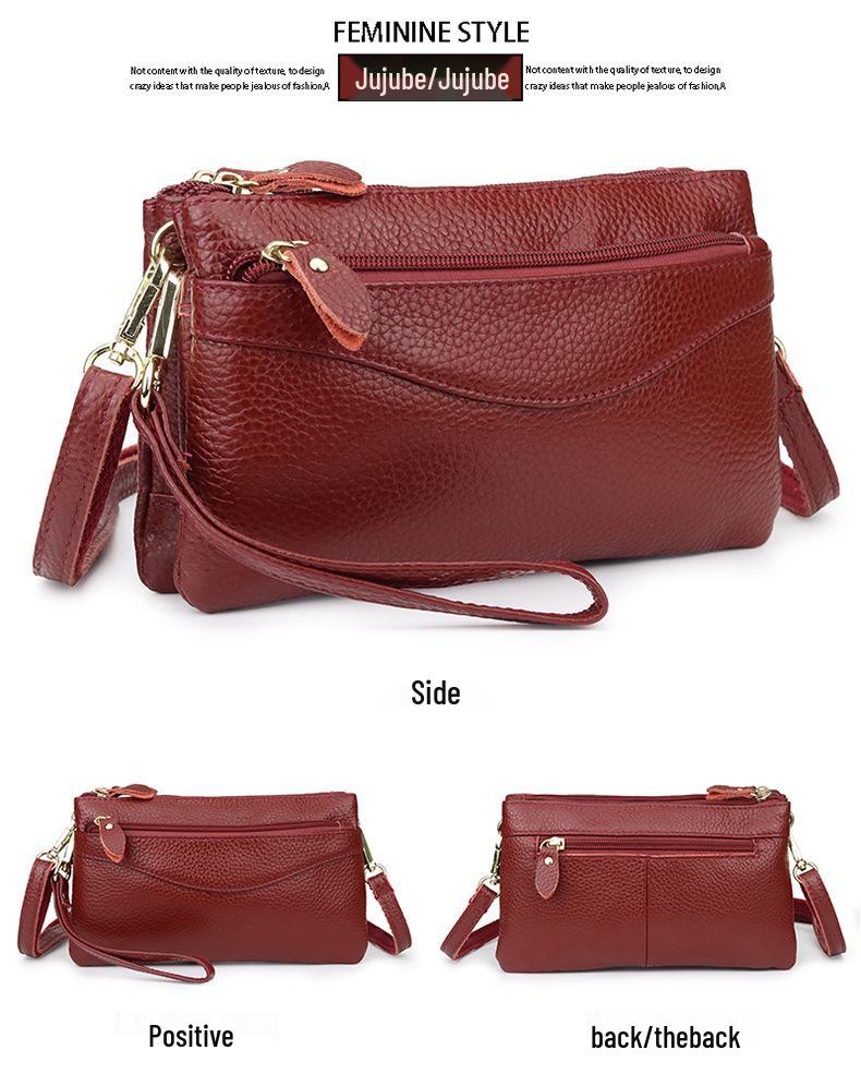 Women's Genuine Leather Multi-Compartment Crossbody Clutch Bag