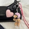 Heart Keying Creative Car Key Chain Lovely Bear Keychain Bag Charm Phone Keychain Woven Rope Pendant Bag Decorations