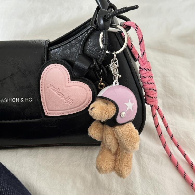 Heart Keying Creative Car Key Chain Lovely Bear Keychain Bag Charm Phone Keychain Woven Rope Pendant Bag Decorations