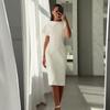 2024 Summer European & American High-End Solid Color Slimming Dress for Women