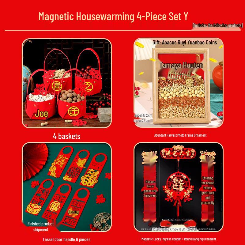 Auspicious Housewarming Magnetic Couplets for New Home Decor with New Year's Blessings