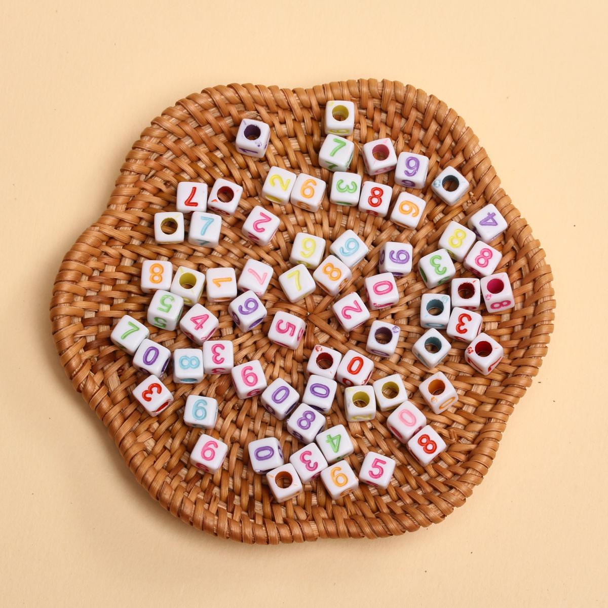 

80 шт. квадратных акриловых цифровых бусин 5,5 мм цифровые объемные бусины для изготовления ювелирных изделий своими руками браслет ожерелье серьги брелок