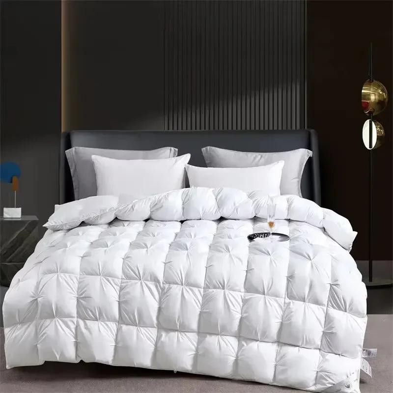 High-quality 100% White Goose Down Duvet Winter Comfortable Warmth Comforter King Keep Warm Anti-drilling Goose Down Quilt Queen