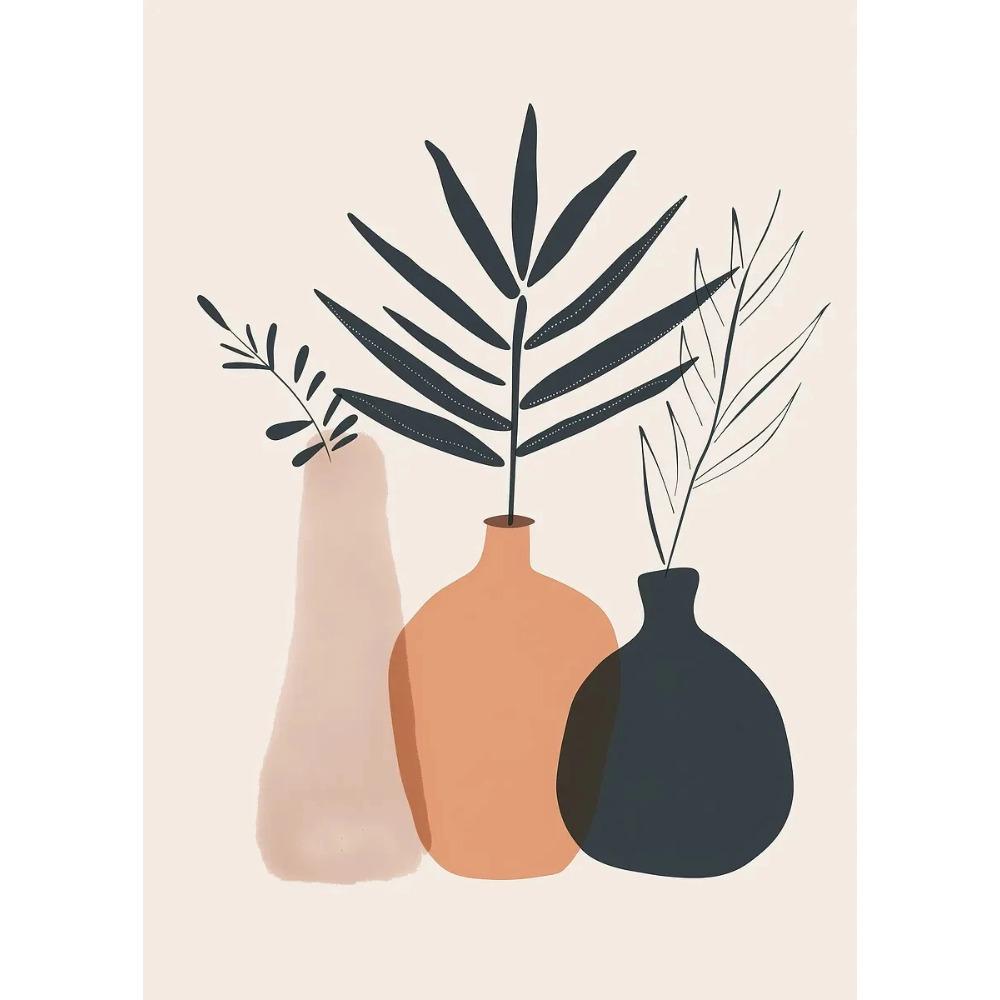 Abstract Flowers Botanical Posters Boho Line Neutral Flower Vase Prints Canvas Painting Girly Wall Art Pictures Home Room Decor