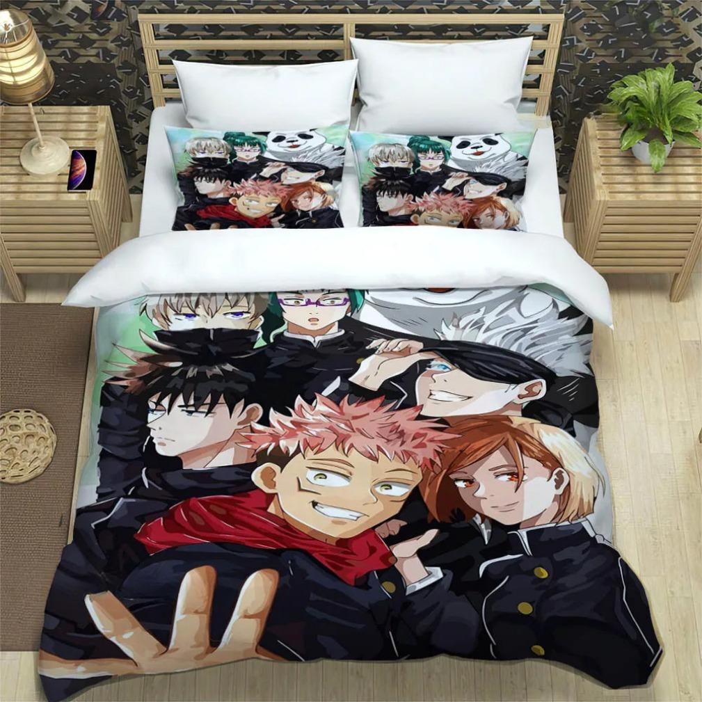 Japan Anime Teenagers Gifts Jujutsu Kaisen Bedding Set Sato Gojo Duvet Cover Sets Twin Queen King Single Size