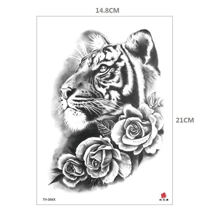 Tiger Tattoo Sticker Half Arm Lion Large Pattern Water Transfer Amazon Set