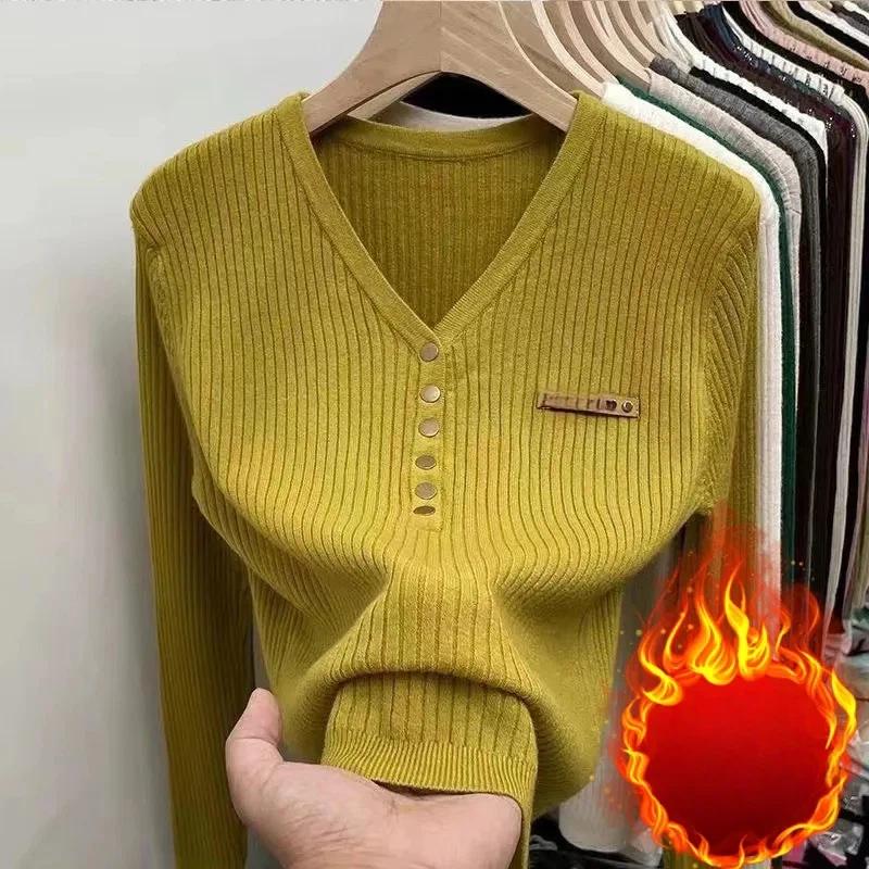 Pullovers Tops Women Long Sleeves Autumn Winter Padded Blouse Oversized V Neck Loose Long Sleeve Shirt Slim Pullover Tops