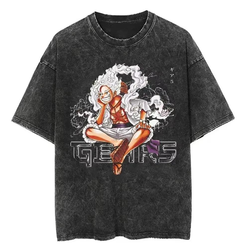 2026 One Piece Luffy 2026 New Hot Summer Graphic T Shirt Men Vintage Wash Streetwear Women Tee Summer Casual Tops Harajuku Y2k