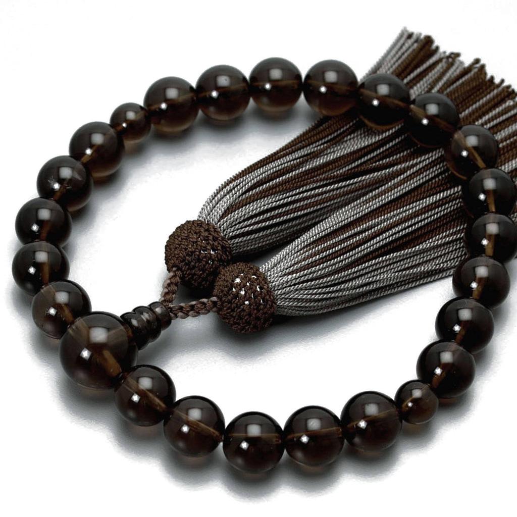 Men's Buddhist Prayer Beads, Kyoto Style, 22 Brown Crystal Beads, Silk Tassel, Colorful Tassel, Suitable for All Sects, Informal Funerals, Buddhist