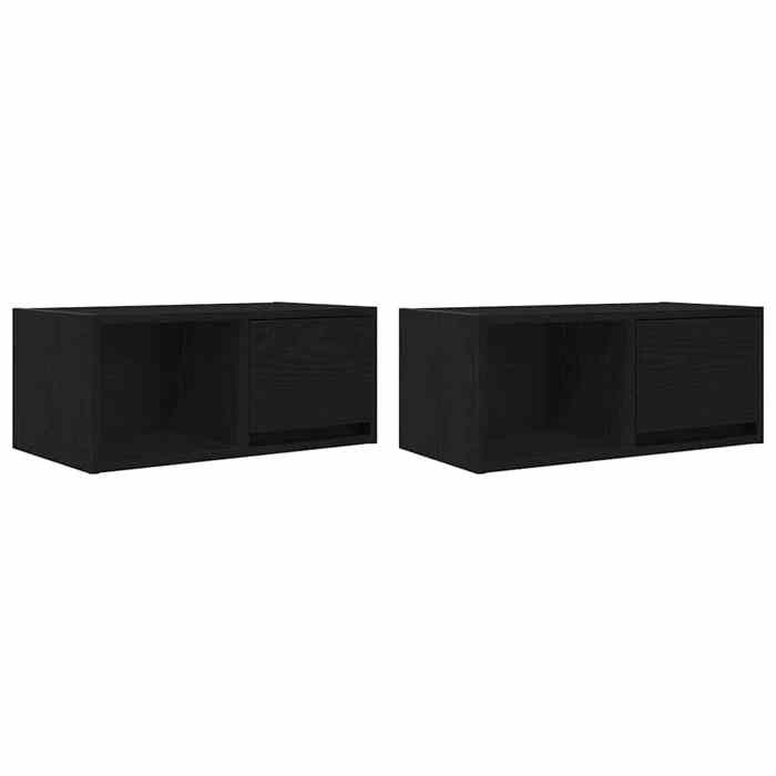 VidaXL Meubles TV 2 pcs chêne noir 60x31x25,5 cm bois d'ingénierie, banc TV, meuble hifi, centre de divertissement, buffet 861439