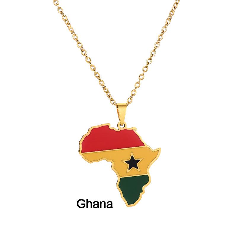 Stainless Steel Africa Map Necklace: Nigeria, Ghana, Somalia Pendant Jewelry