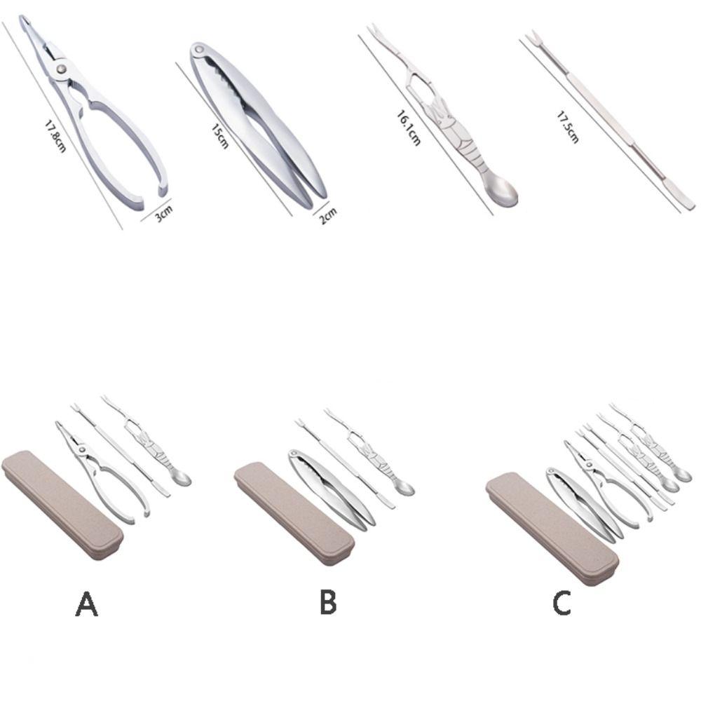 3/6pcs Printed Seafood Tool Set Stainless Steel Lobster Pliers Lobster Crab Cracker Tools  Fruit