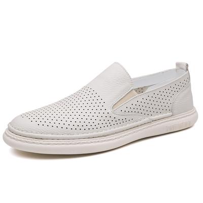 Chaussures en Cuir Creux Respirantes de Couleur Unie Mode Été Automne pour Hommes Mode Décontractée Nouveaux Mocassins Légers de Créateur Chaussures Homme