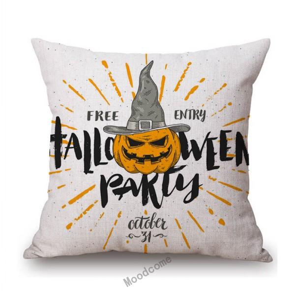 Halloween Decoration Zombie Party Pumpkin Head Skull Witches Print Cotton Linen Sofa Throw Pillow Case Car Cushion Cover