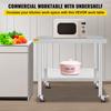 SucceBuy Stainless Steel Kitchen Prep Table With 4 Caster Wheels & Backsplash Loads Up To 100-300KG for Home Storage Rack Dining