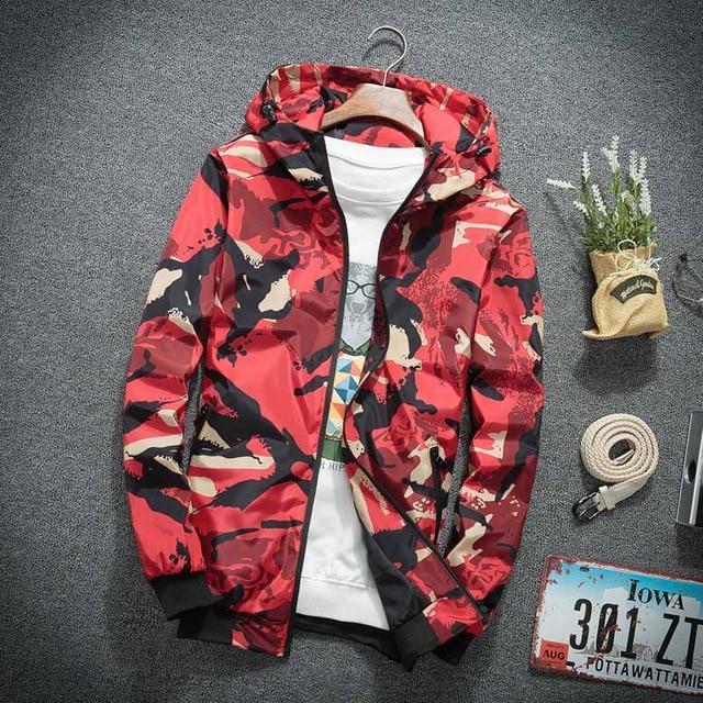 Windbreaker Jackets Men Casual Spring Hooded Camouflage Jacket Mens Streetwear Hip Hop Sportwear Camo Army Jacket Clothes