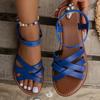 Flat Roman Sandals for Women Breathable Beach Elastic Band Cross Strap Sandals for Women Outerwear