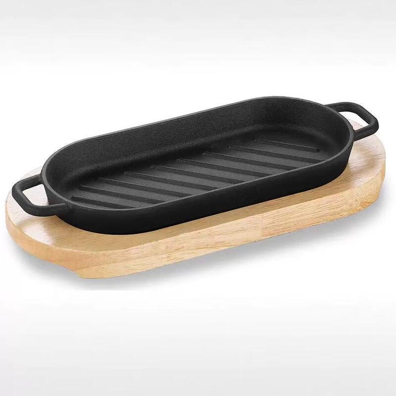 ZISIZ Cast Iron Tomahawk Fish Grill Pan Set